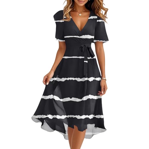 Spring Summer Chiffon Midi Dresses for Women 2025 Elegant Classy Wedding Guest Floral Formal Cocktail Prom Dress