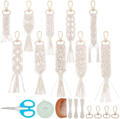 ACRNIGHEET 10PCS DIY Macrame Wristlet Keychain Kit for Adults Beg...