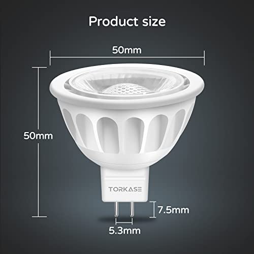 Torkase 10 Pack MR16 LED Bulbs, 5W 12V, GU5.3 Bi-Pin Base, 40 Degree Spotlight Bulb, 50 Watt Equivalent, Non-Dimmable, 500-Lumen, 6000K Cool White for Landscape Lighting, Recessed, Track Lighting by Torkase - Image 4