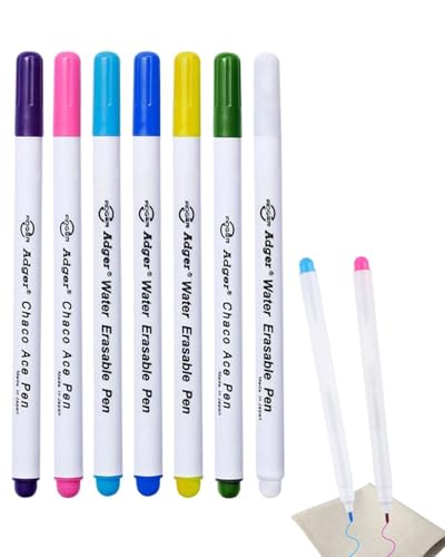 FUGLUS - FUGLUS Stylo Marqueur Effaçable à Chaud 7 Pièces, Auto-Extinguible et Soluble à l'Eau pour Quilting, Couture et Tissus en Différentes Couleurs, Longueur 15.2cm