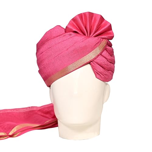 RICHART Traditional Unstitched Fabric chaderi Silk Lining Pheta (Turban Safa) for Men for Wedding2