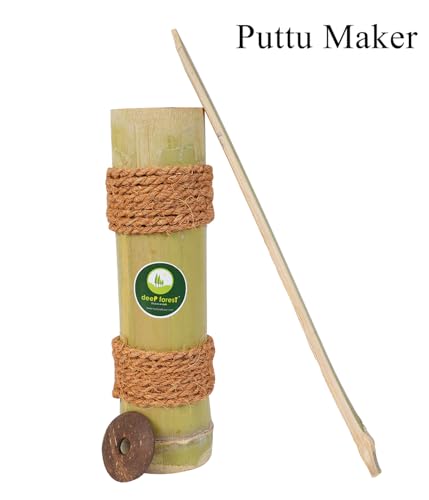 Image of Deep Forest Bamboo Puttu Maker|Traditional Puttu making with Cooker| Kerala puttu maker | Steamer- Green & Natural- Hand Made - Produced from Natural bamboo & Coconut Shells - Pack of 1