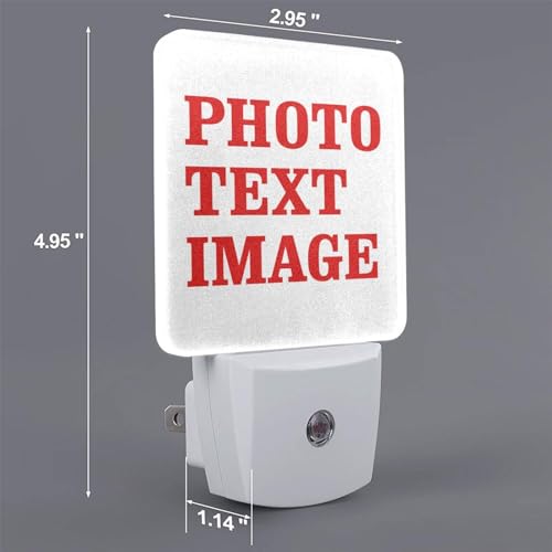 Image of Personalized Photo Nightlights Set of 2, Custom Your Own Image 2 Pictures LED Plug-in Night Light 2-Pack for Bedroom Bathroom Hallway