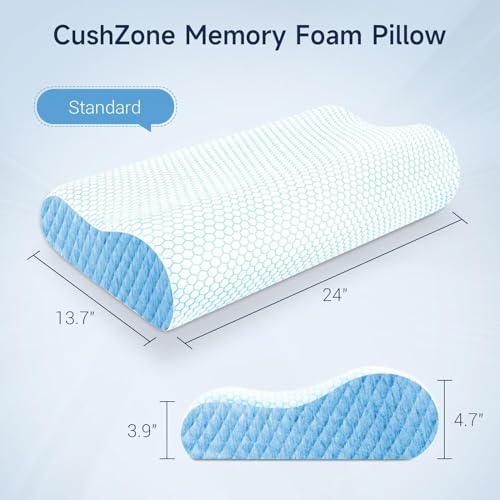 Image of Memory Foam Pillow, Contour Cervical Orthopedic Memory Foam Pillows Supports Neck Pain and Shoulder Pain for Sleeping, Ergonomic Cervical Pillow Neck Support Pillow for Side Back (Dani Skay Blue)