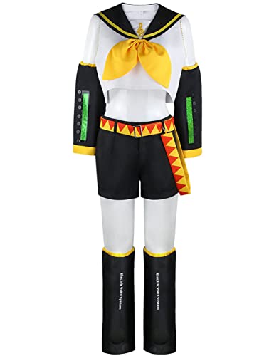Bleoavre Vocaloid02 Kagamine Rin Cosplay Kagamine Len Costume Halloween Uniform Outfit (Women, M)