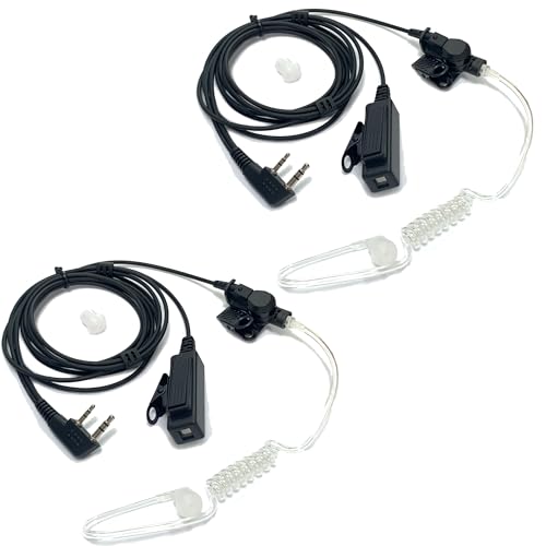 Image of SAMCOM 2-Wire Tactical Earpiece SM007 K-Plug for FPCN10A-PRO FPCN30A, 2Pcs | Durable Clip-on PTT, 2-Pin Detachable Tube Walkie-Talkies Earpiece for Construction Site, Outdoor Patrol, Event Staff