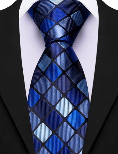 Image of Barry.Wang Mens 6 PCS Ties Silk Striped Paisley Check Floral Necktie Silky Woven Wedding Business Party Ties 3.34 inch
