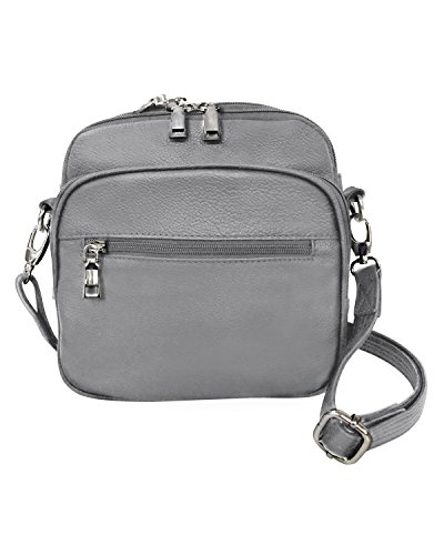 Roma Leathers Square Leather Cross body Bag Men & Women Conceal Carry Gun Purse (Gray)
