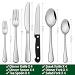 24-Piece Silverware Set with Steak Knives,Flatware Set Service for 4 Person, Food-Grade Stainless Steel Cutlery Set,Includes Knife Spoon And Fork, Mirror Finished Utensil Sets for Home Restaurant - Image 2