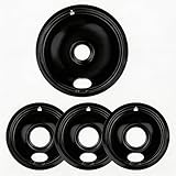 Black Electric Stove Drip Pans Set, 3 Small 1 Large Universal Replacement Drip Pans for Electric Stove Top,Easy to Clean Compatible with Most Standard Electric Ranges