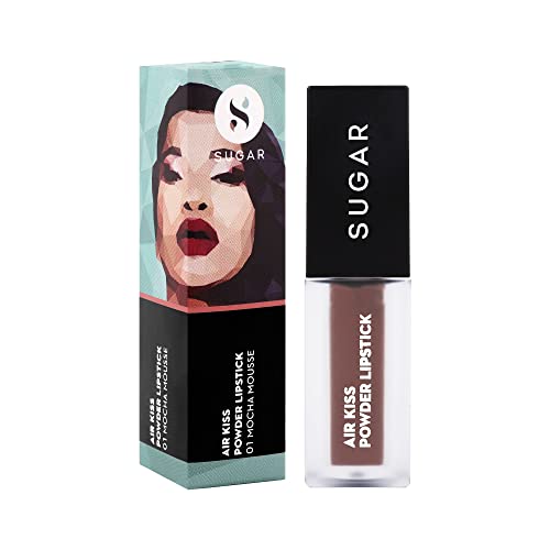 Image of SUGAR Cosmetics Air Kiss Powder Lipstick - 01 Mocha Mousse - Super Pigmented, Transferproof, Water-resistant & Matte Finish - 2 gm