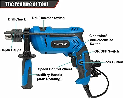 Hammer Drill | 850W SDS Plus Rotary Hammer Drill | 2 Modes in 1 | Impact Drill ith Drill Bits, Variable-Speed Trigger, for Brick, Steel, Concrete, Masonry, Wood 6 Hammer Drill | 850W SDS Plus Rotary Hammer Drill | 2 Modes in 1 | Impact Drill ith Drill Bits, Variable-Speed Trigger, for Brick, Steel, Concrete, Masonry, Wood - Image 6