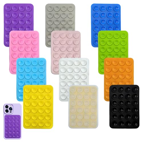 TRUEIN 12 Piezas Ventosas Movil, Fundas de Silicona con Ventosa para Teléfono, Soportes de Silicona con Ventosa, Manos Libres, Adecuado para Todos los Modelos de Teléfonos Móviles, Selfie y Video