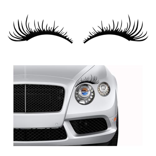 Image of Ohleats 2PCS Car Headlight Eyelash Stickers, Funny Cute Fake Eyelashes Bumper Window Decal, Waterproof Decoration Sticker for Auto Body Headlamp, Universal Exterior Car Accessories (Black)