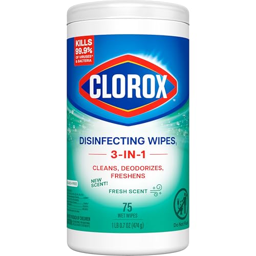Clorox Disinfecting Wipes, Bleach Free Cleaning Wipes, Fresh Scent, 75 Count (Package May Vary)
