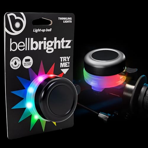 Image of Brightz BellBrightz LED Light Up Bike Bell for Kids & Adults - Twinkling Rainbow LED Halo Light - Easy Push Thumb Switch for Bell Sound Unique Bicycle Accessory for All Ages