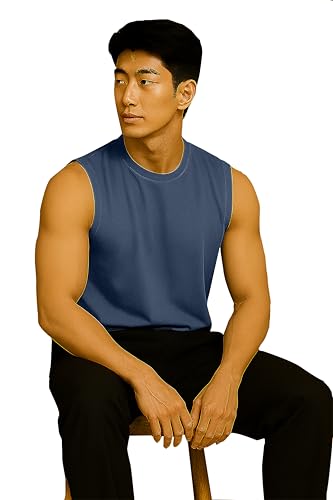 Image of JUGULAR Tank Tops Sleeveless T-Shirt for Men Gym Wear Vest Solid Stylish Round Neck Running for Sports Workout Fitness & Casual or Beach Wear