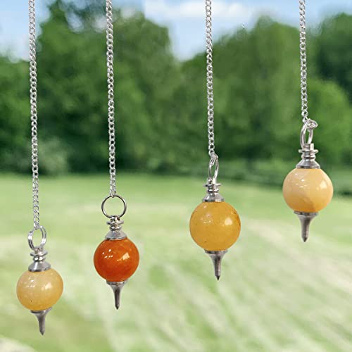 Image of Golden Quartz Ball Pendulum | Natural Crystal Stone Dowsing Pendulum | Healing Crystal Stones for Reiki Meditation, Feng Shui & Chakra Energy | Spiritual Vastu Decorative Items