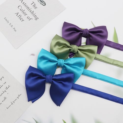 Image of Mens Bow Tie Pre Tied Oversized Bow Ties for Men Satin Bowties for Tuxedo Wedding Party Banquet