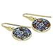 Glass Of Venice Italian Murano Glass Earrings Dangle Round Multicolor Millefiori Flower In Gold-Plated Sterling Silver - Murano Glass Earrings For Women