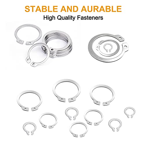 Vigrue 315Pcs External Retaining Rings Snap Rings Assortment Kit 304 Stainless Steel External Circlip Snap External Retaining C-Clips Rings Set, 15 Sizes (304 Stainless Steel Circlip) #TOP4