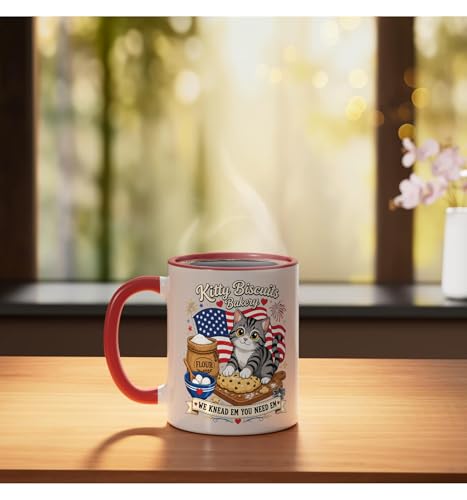 Taza cerámica con diseño de gato patriótico 11 oz miniatura 3