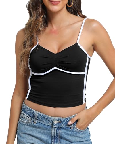 トップス 00s SEXPOTREVENGE design tanktop Purple Pocket Womens V Neck Camisole Tank Tops with Adjustable