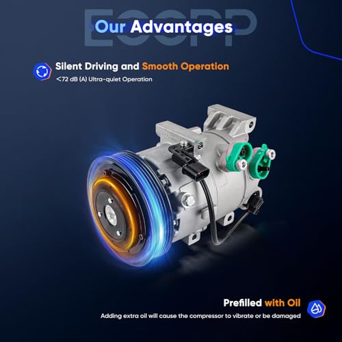 Image of ECCPP AC Compressor Fit for Hyundai Elantra 1.6L 2017-2018 | Fit for Kia Soul 1.6L 2014-2019 Fast Cooling AC Compressor with Clutch