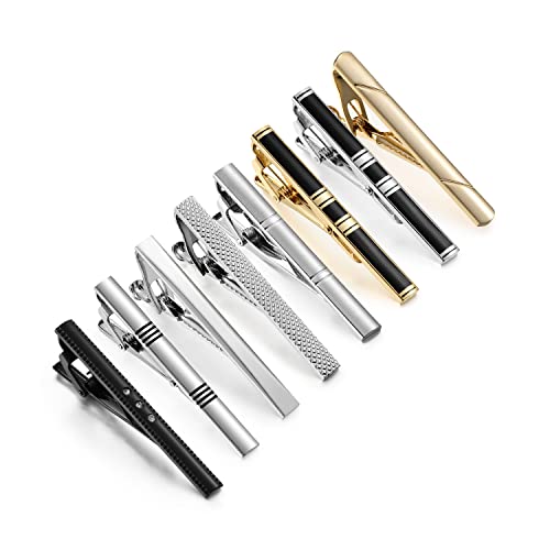 Wynameleri Classic Tie Bars Clips 8 Pcs, Business Shirt Necktie Pin Pinch Clip Set For Men T0308010-W #TOP3