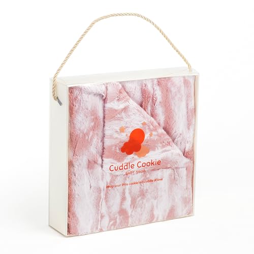 Image of Cuddle Cookie Baby Faux Fur Marbleized Blanket, 27 x 33 inches, in Gift Box (Pink)