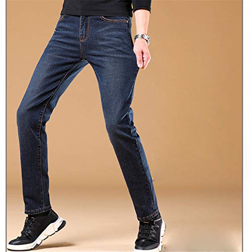Andongnywell Men's High Waist Basic Casual Straight Leg Loose Zipper Open Jeans Slim Fit Stretch Denim Pants4