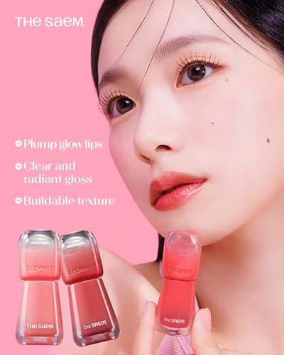 THESAEM Saemmy's Ade Shot Tint 0.1 fl.oz. - 03 Lychee Chamomile Cool Pink - Korean Lip Tint Water Gel Stain with Plump Glowy Finish - Buildable Radiant Gloss Long-Lasting Moisturizing