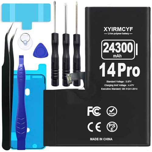 XYIRMCYF 24300mAh Super Capacity Battery Compatible with iPhone 14 Pro 0 Cycle Li-Polymer Replacement Battery for iPhone 14 Pro with Professional Repair Tool Kit