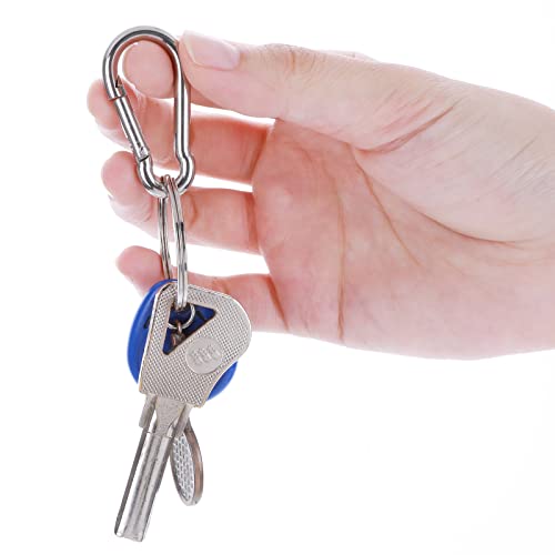 Foto von Lusofie Karabiner Edelstahl, 8 Stück Karabinerhaken Klein 4x40 mm Silber Federschnalle Haken Schwerlast Universal Karabinerhaken Edelstahl für Wandern Bergsteigen Camping Angeln Hundeleine