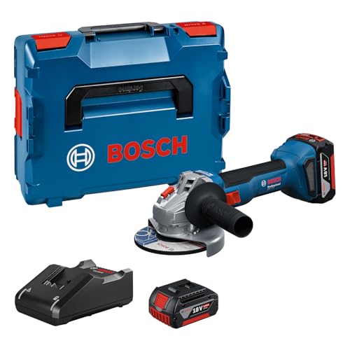 Bosch Professional 18V System meuleuse angulaire sans-fil GWS 18V-8 (diamètre de disque 125 mm, avec 2 batteries GBA 5,0 Ah, chargeur GAL 18V-40, L-BOXX)