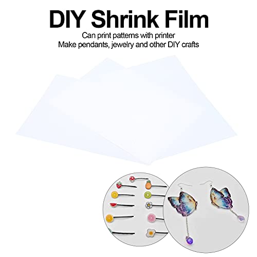 Schrumpffolie Bedruckbar, Schrumpffolie, DIY Schrumpffolie, 10Stück Schrumpffolie Beidseitiger Druck Schrumpffolie für Heißluftpistole, Backofen(Beidseitig bedruckbar-weiß)