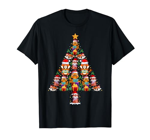 Red Panda Christmas Tree Santa Hat Red Panda Lover Xmas Camiseta