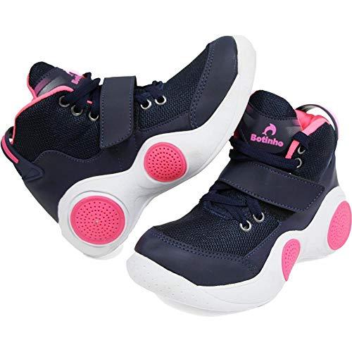 Tenis Musical Infantil Botinho Toca Musica Por Bluetooth - Marinho com Rosa - 30