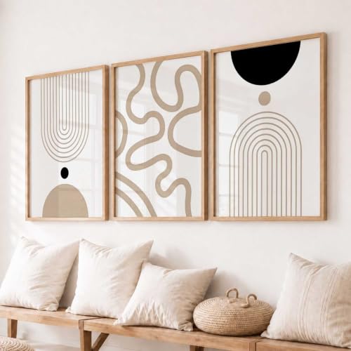 Image of kotart Boho Art Home Decoration Paintings With Frame For Living Room Bed Room Hotel Wall Decor Digital Reprint Set of 3 (10X13 inch)