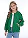 CharmWM Girls Bomber Jackets Lightweight Zip Up Fashion Kids Cute Jacquard Coats Fall Varsity Outwear Clothes