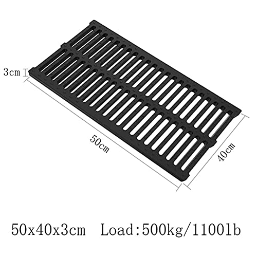 Drain Channel Strainers, Sewer Cover Grates, Kitchen Sewage Ditch，Trench Drainage, Linear Drain, Regular Trench Drain, for Garage Driveway Lawn (Color : Black, Size : 50x40x3cm)