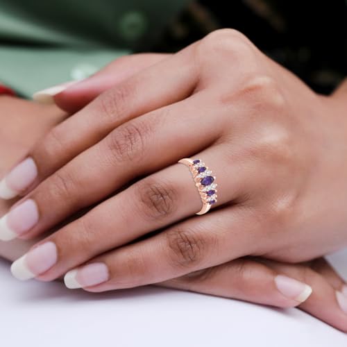 Jewel Zone US Simulated Amethyst & White Cubic Zirconia Wedding Ring in 925 Sterling Silver (0.64 Cttw)2