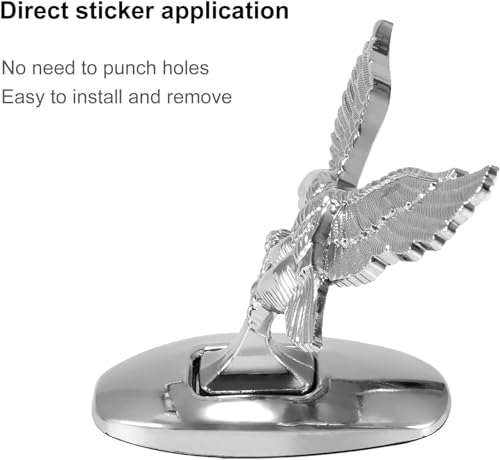Image of 3D Chromed Eagle Wings Hood Ornament, Metal Car Decals Waterproof Self-Adhesive Hood Flying Eagle Stand Sticker Car Logo Sticker Decorative Car Stickers Bumper Stickers