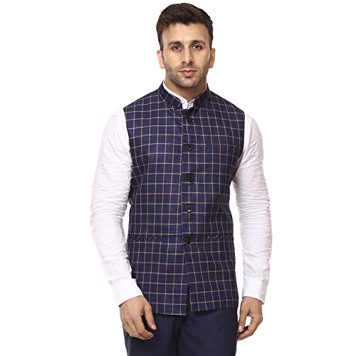 Image of Veera Paridhaan Men's Poly Cotton Jute Nehru Jacket