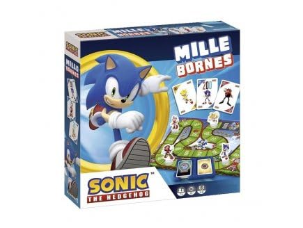 Mille 1000 bornes pour Sonic avec Plateau Circuit de Course - Edition FR, Classique - Fan Jeu Video - Set Jeu Societe Enfant et Une Carte