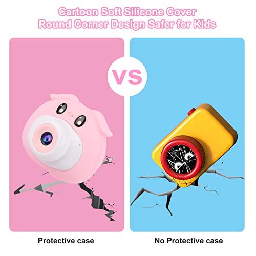 Kids Camera, Hd Digital Camera For Children Portable Mini Toddler Selfie Camcorder, Christmas Birthday Gifts Toys Camera For Girl Boys Age 3-12 With A Dual Lens/32Gb Sd Card（Pink #TOP2