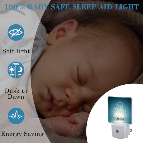 Image of Magic Lotus Flower on Water Night Light Plug into Wall with Dusk to Dawn Sensor Cute Nightlight for Kid Girls Boys Women Men Room Decor, Hallway, Kitchen, Bathroom, Nursery, Stairs