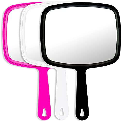 DecorRack Large Hand Mirror Multi-Purpose Mirror with Hanging Hole in Handle Ideal for Travel Makeup Desk Grooming and Shaving Random Color 5.5 W x 6.6 L
