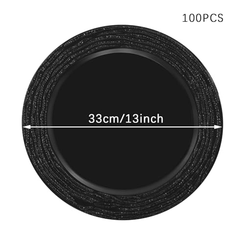 Set de 100 Platos Decorativos Redondos Negro 13 pulg miniatura 4