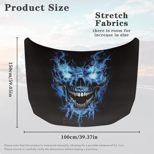 Image of 59x39 in Car Hood Cover,Blue Glowing Skull Car Hood Cover Protector